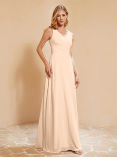 Empire Sleeveless Bridesmaid Gown with Bowknot Peach