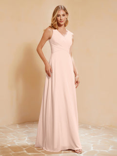 Empire Sleeveless Bridesmaid Gown with Bowknot Pearl Pink
