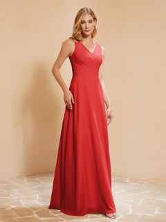 Empire Sleeveless Bridesmaid Gown with Bowknot Red