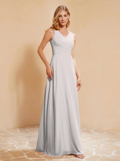 Empire Sleeveless Bridesmaid Gown with Bowknot Silver