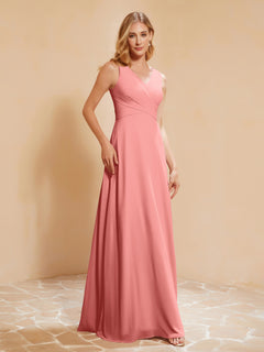 Empire Sleeveless Bridesmaid Gown with Bowknot Sunset