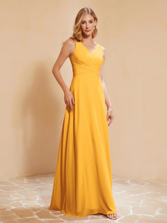 Empire Sleeveless Bridesmaid Gown with Bowknot Tangerine
