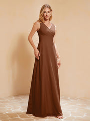 Empire Sleeveless Bridesmaid Gown with Bowknot Terracotta