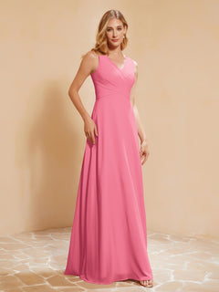 Empire Sleeveless Bridesmaid Gown with Bowknot Watermelon