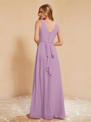 Empire Sleeveless Bridesmaid Gown with Bowknot Wisteria