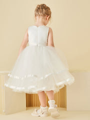Simple Ruched Satin Tulle Tank Flower Girl Dress