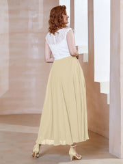 V-neck Tea-Length Chiffon Dress With Pockets Champagne