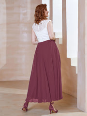 V-neck Tea-Length Chiffon Dress With Pockets Mulberry Plus Size