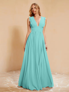 Sleeveless Long Gown with Plunging V Neck Spa