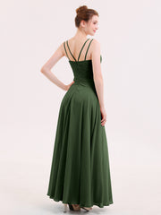 Full Length Chiffon Bridesmaid Dresses Olive Green