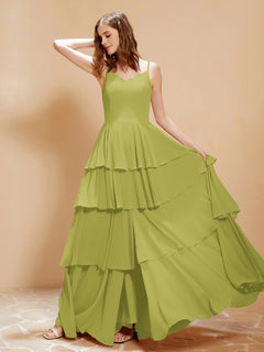 Boho Long Chiffon Gown with Ruffles Clover