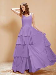 Boho Long Chiffon Gown with Ruffles Tahiti