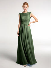 Chiffon FAUX-WRAP Dresses with Bow Olive Green