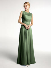 Chiffon FAUX-WRAP Dresses with Bow Olive Green
