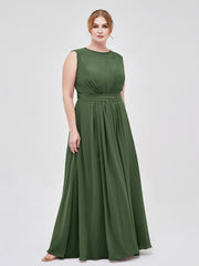 Chiffon FAUX-WRAP Dresses with Bow Olive Green Plus Size