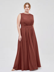 Chiffon FAUX-WRAP Dresses with Bow Terracotta
