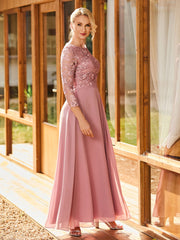 Lace To Long Sleeves Pleated Dress Dusty Rose