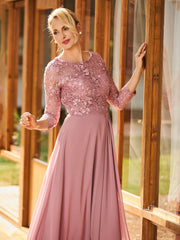Lace To Long Sleeves Pleated Dress Dusty Rose