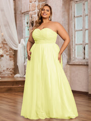 Lace and Tulle Long Strapless Dresses Daffodil