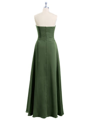 Sweetheart Chiffon Long DressES with Zipper Back Olive Green