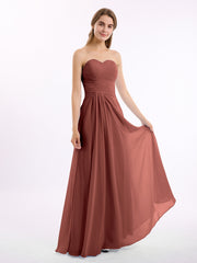 Sweetheart Chiffon Long DressES with Zipper Back Terracotta
