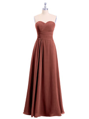 Sweetheart Chiffon Long DressES with Zipper Back Terracotta