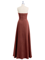 Sweetheart Chiffon Long DressES with Zipper Back Terracotta