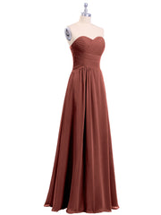 Sweetheart Chiffon Long DressES with Zipper Back Terracotta