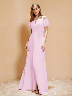 Half Sleeves Long Gown with Slit Blushing Pink