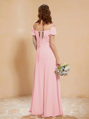 Half Sleeves Long Gown with Slit Blushing Pink