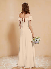 Half Sleeves Long Gown with Slit Champagne