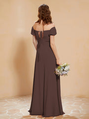 Half Sleeves Long Gown with Slit Chocolate