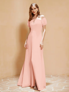 Half Sleeves Long Gown with Slit Coral