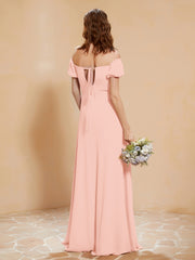 Half Sleeves Long Gown with Slit Coral