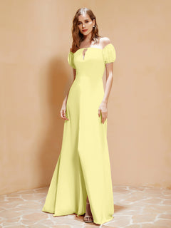 Half Sleeves Long Gown with Slit Daffodil