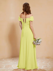 Half Sleeves Long Gown with Slit Daffodil