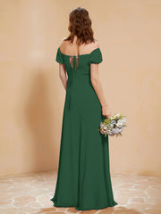 Half Sleeves Long Gown with Slit Dark Green