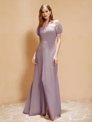 Half Sleeves Long Gown with Slit Dusk