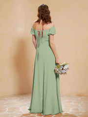Half Sleeves Long Gown with Slit Dusty Sage