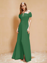 Half Sleeves Long Gown with Slit Emerald