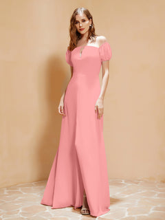 Half Sleeves Long Gown with Slit Flamingo