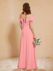 Half Sleeves Long Gown with Slit Flamingo