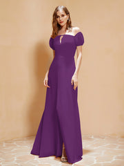 Half Sleeves Long Gown with Slit Grape