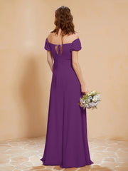 Half Sleeves Long Gown with Slit Grape