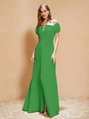 Half Sleeves Long Gown with Slit Green