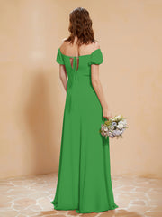 Half Sleeves Long Gown with Slit Green