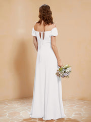 Half Sleeves Long Gown with Slit Ivory