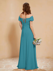 Half Sleeves Long Gown with Slit Jade