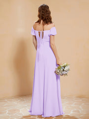 Half Sleeves Long Gown with Slit Lilac