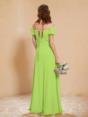 Half Sleeves Long Gown with Slit Lime Green